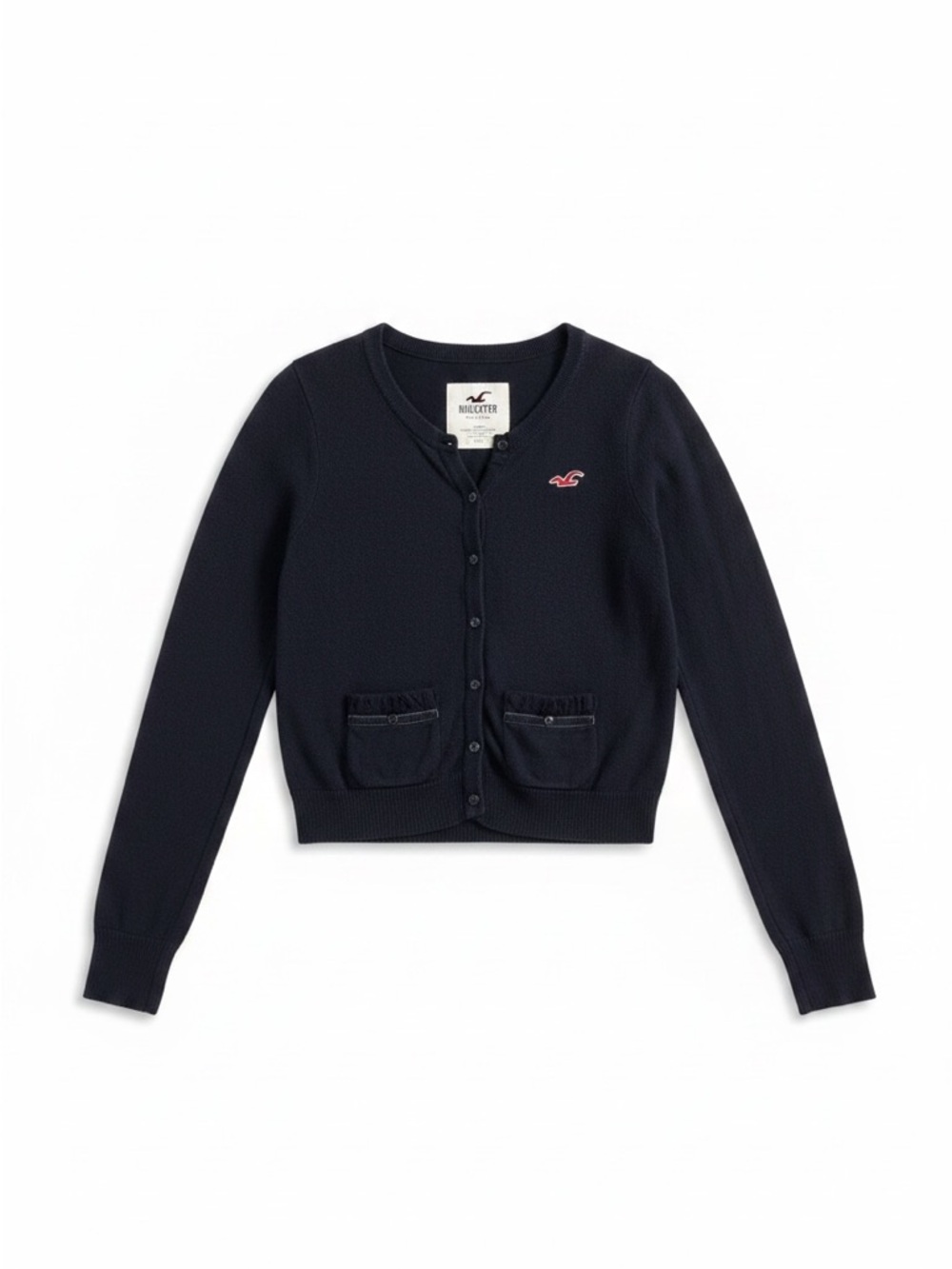 Vintage Hollister‎ Dark Navy Knit Cardigan with Logo Tag